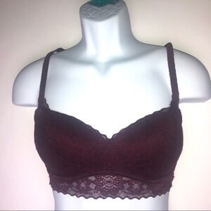 PINK‎ Victoria's Secret Burgundy Lace Bralette Small D-DD